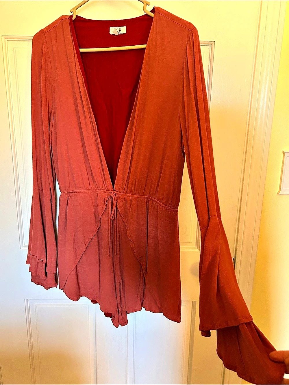 TOBI Long Sleeve Romper in Red Size Large Like New